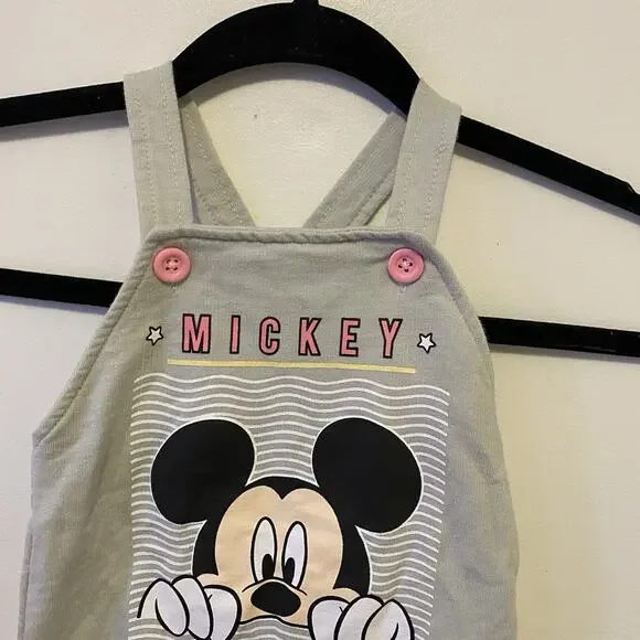 Disney Baby Mickey Mouse Romper Size 3/6 months Striped Gray Soft Comfortable - Picture 3 of 4